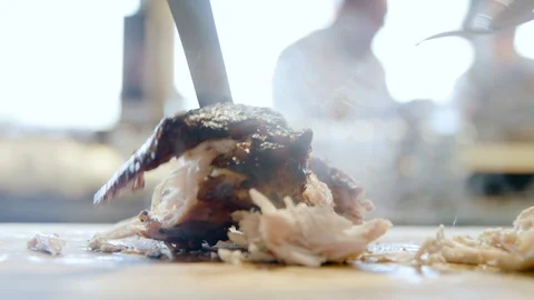 Chicken sliced into pieces Stock Footage 92178247