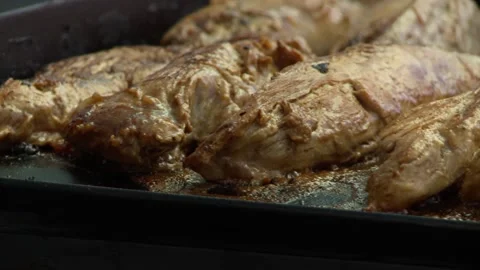 Chicken slow grill close up Stock Footage 166538609