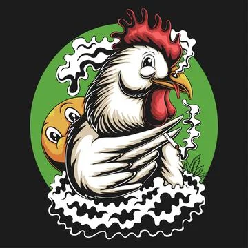 Chicken smoking weed vector illustration Stock Illustration