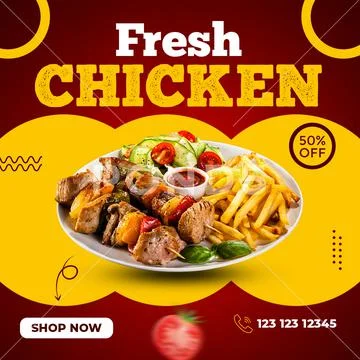 Chicken Social Media Post Template PSD Template