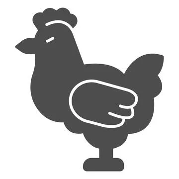 Chicken solid icon, domestic animals concept, hen sign on white background Stockillustratie