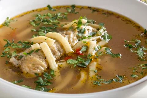 Chicken soup with noodles Foto stock