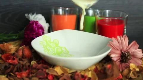 Chicken soup served - Decorative background Stock Footage 81663889