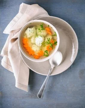 Chicken soup on a table Stock Photos