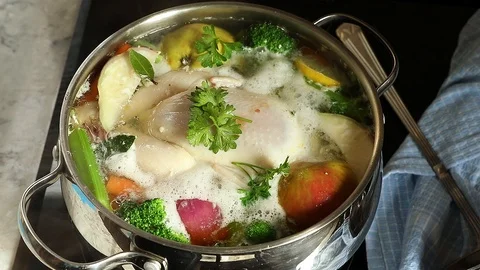 Chicken soup with vegetables Stock Footage 93741634