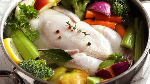 Chicken soup with vegetables Stock Footage 93741703