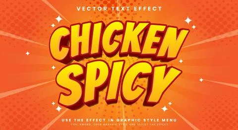 Chicken Spicy 3d editable text effect Template Stock Illustration