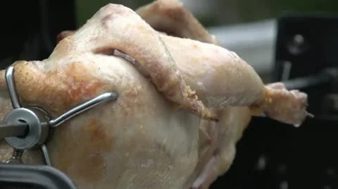 Chicken on spit close up Stock Footage 20793489