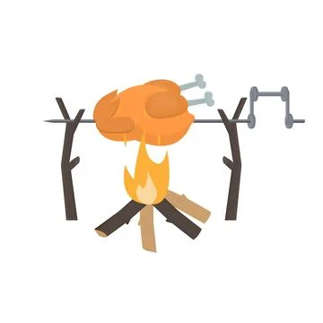 Chicken on a spit Illustrazione stock