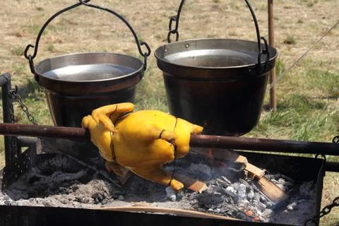 Chicken on a spit Foto stock