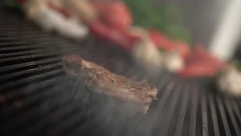 Chicken Steak on the Grill HD Stock Footage 88599141