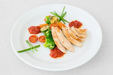 Chicken steak with vegetable Stock Photos