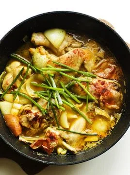 Chicken stew in a pan Stock Photos