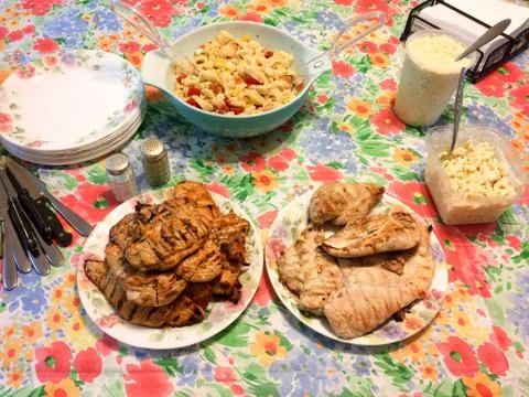 Chicken on table to eat Stock Photos