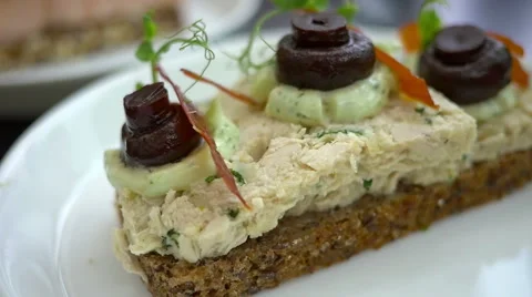 Chicken terrine smorrebrod Stock Footage 64998045