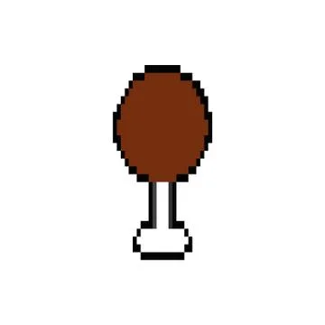 Chicken thigh 8 bits pixelated style icon 스톡 일러스트
