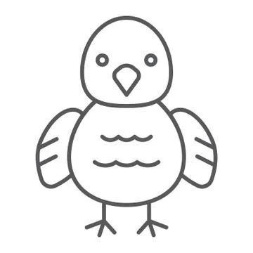 Chicken thin line icon, animal and bird, chick sign, vector graphics, a linear Stock Illustration