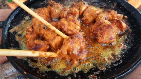 Chicken tikka cooking video Stock Footage 244777255