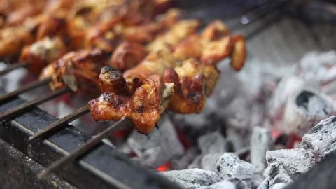 Chicken Tikka on Grill Stock Footage 131702480