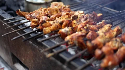 Chicken Tikka on Grill Stock Footage 131702481