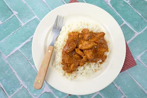 Chicken tikka masala on a table Foto stock