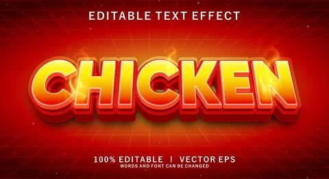 Chicken vector text effect with modern style design Stock Illustration