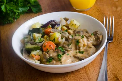 Chicken with vegetables Stock Photos