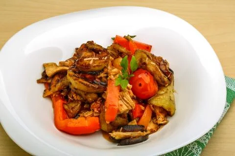 Chicken with vegetables Stock Photos