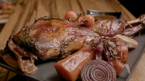 Chicken with vegetables in a restaurant Stock Footage 95166856