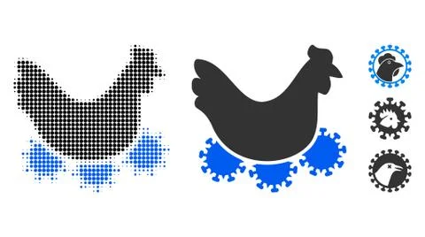 Chicken Virus Halftone and Solid Icon Stockillustratie