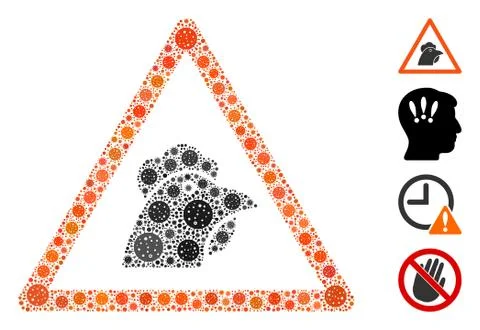 Chicken Warning Collage of CoronaVirus Items 스톡 일러스트