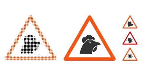 Chicken Warning Halftone and Solid Icon Illustrazione stock