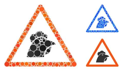 Chicken Warning Mosaic Icon of Spheric Items Illustrazione stock