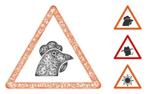 Chicken Warning Polygonal Web Vector Mesh Illustration Stock Illustration