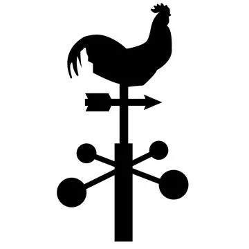 Chicken wind direction on white background. Weather vane sign. flat style. Stock Illustration
