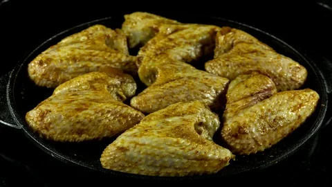 Chicken wing is roasted in the oven. step by step. Time lapse. close up Stock Footage 123367251