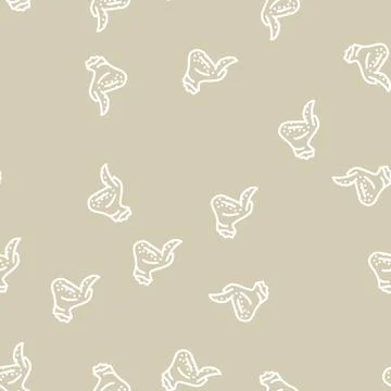 Chicken wing with three phalanges line vector seamless pattern 스톡 일러스트