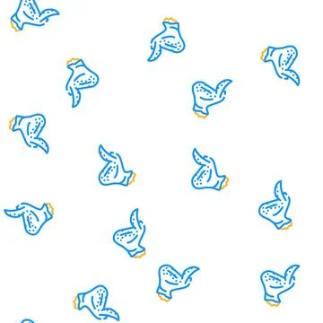 Chicken wing with three phalanges vector seamless pattern Stock Illustration