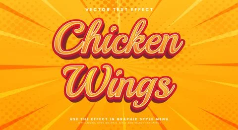 Chicken Wings 3d editable text effect Template Stock Illustration