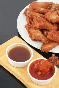 Chicken wings and dips Stock Photos