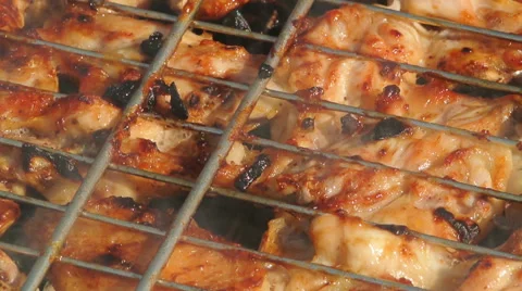 Chicken wings on barbecue Video stock 56076464