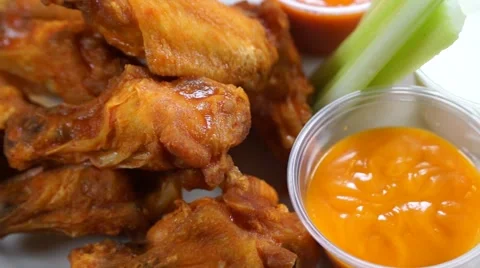Chicken Wings, Celery, Sauce Stock Footage 40272215