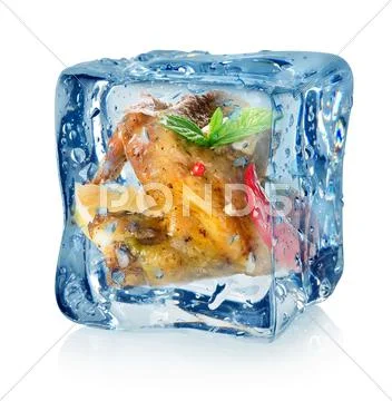 Chicken wings in ice cube Stock Photos