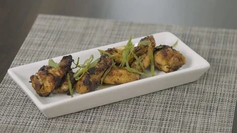 Chicken Wings On A Plate Stock Footage 124647646