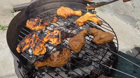 Chicken Wings Roasted On The Grill Video stock 157821358