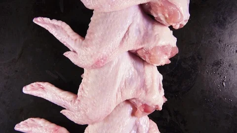 Chicken wings on the surface rotate top view Video stock 101596253