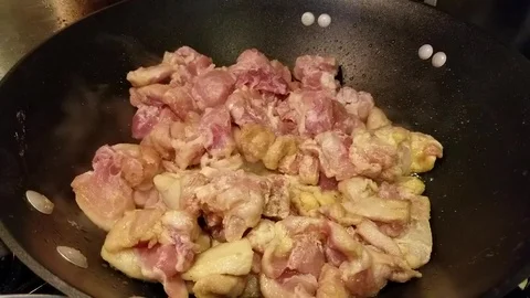 Chicken In Wok Stock Footage 105190277