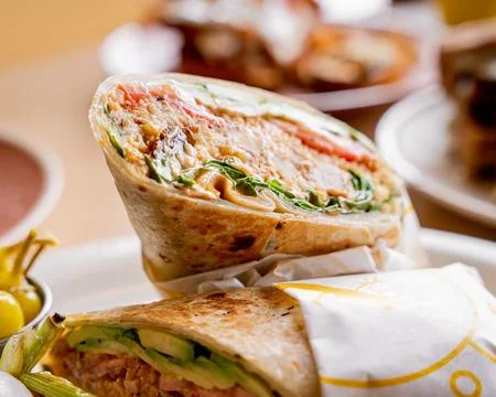 Chicken wrap with chipotle dressing Stock Photos