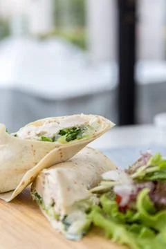 Chicken Wrap with Fresh Vegetable Stock Photos