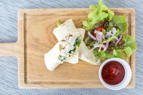 Chicken Wrap with Fresh Vegetable Stock Photos